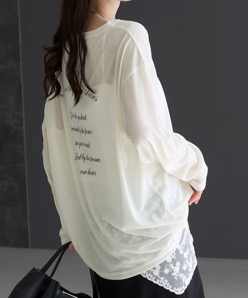 Aletta vita（アレッタビータ）の「バックロゴプリントシアー長袖カットソー（Tシャツ/カットソー・レディース・ベージュ/オフホワイト・FREE）」の13枚目の写真