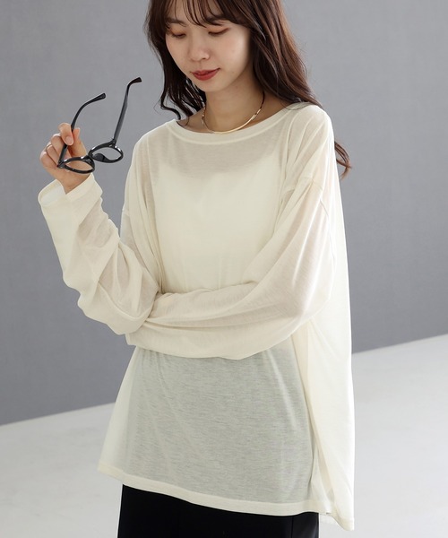 Aletta vita（アレッタビータ）の「バックロゴプリントシアー長袖カットソー（Tシャツ/カットソー・レディース・ベージュ/オフホワイト・FREE）」の15枚目の写真