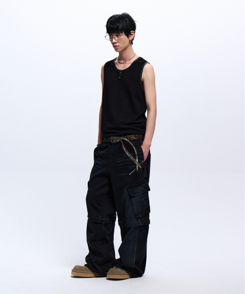 RSSC(アールエスエスシー)の「LEATHER MIXED SLEEVELESS - BLACK(Tシャツ/カットソー・レディース・その他・0/1/2)」の3枚目の写真