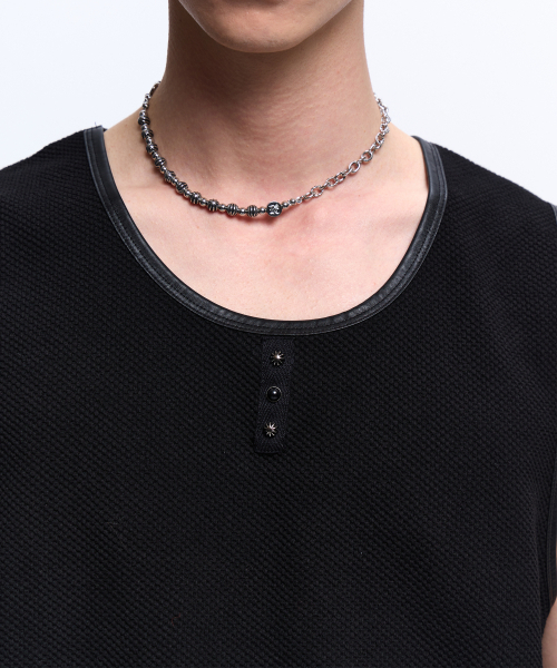 RSSC(アールエスエスシー)の「LEATHER MIXED SLEEVELESS - BLACK(Tシャツ/カットソー・レディース・その他・0/1/2)」の7枚目の写真
