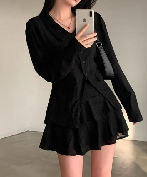 semplice（センプリチェ）の「ワンピース【韓国ファッション】（ワンピース・レディース・ホワイト/ブラック・F）」の10枚目の写真