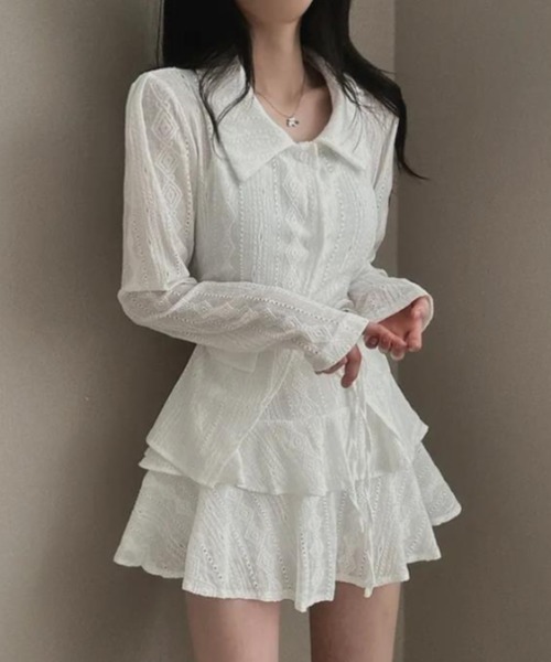 semplice（センプリチェ）の「ワンピース【韓国ファッション】（ワンピース・レディース・ホワイト/ブラック・F）」の14枚目の写真