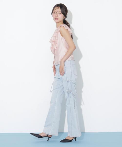 JILL by JILL STUART（ジルバイジルスチュアート）の「サイドリボンフレアデニム（デニムパンツ・レディース・ネイビー/ブルー・MEDIUM/SMALL）」の22枚目の写真