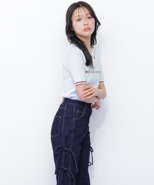JILL by JILL STUART（ジルバイジルスチュアート）の「サイドリボンフレアデニム（デニムパンツ・レディース・ネイビー/ブルー・MEDIUM/SMALL）」の16枚目の写真