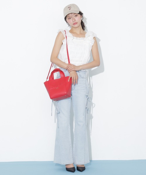 JILL by JILL STUART（ジルバイジルスチュアート）の「サイドリボンフレアデニム（デニムパンツ・レディース・ネイビー/ブルー・MEDIUM/SMALL）」の8枚目の写真
