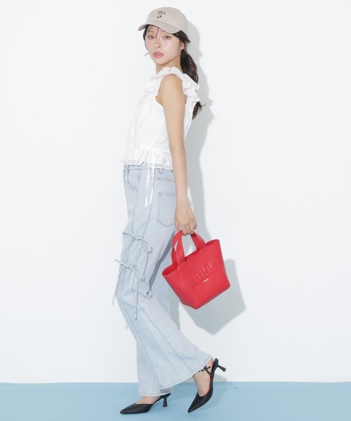 JILL by JILL STUART（ジルバイジルスチュアート）の「サイドリボンフレアデニム（デニムパンツ・レディース・ネイビー/ブルー・MEDIUM/SMALL）」の7枚目の写真