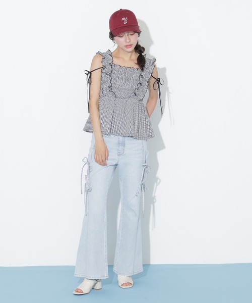 JILL by JILL STUART（ジルバイジルスチュアート）の「サイドリボンフレアデニム（デニムパンツ・レディース・ネイビー/ブルー・MEDIUM/SMALL）」の14枚目の写真