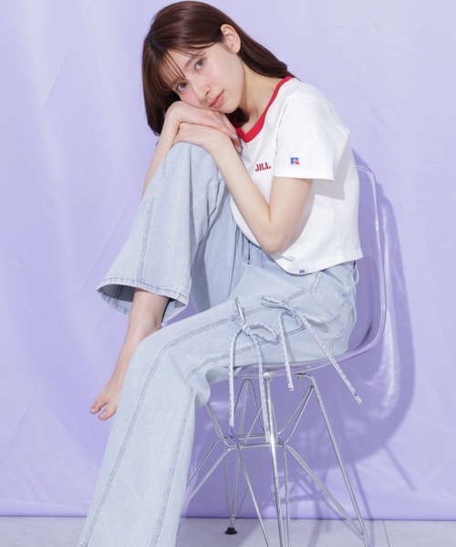 JILL by JILL STUART（ジルバイジルスチュアート）の「サイドリボンフレアデニム（デニムパンツ・レディース・ネイビー/ブルー・MEDIUM/SMALL）」の15枚目の写真