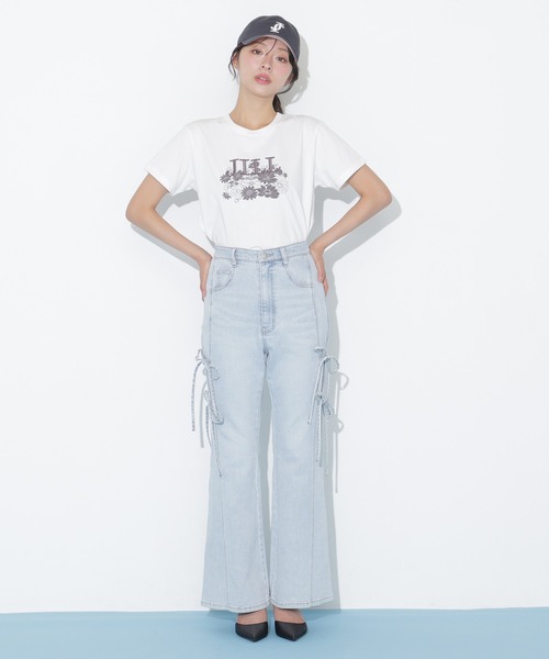 JILL by JILL STUART（ジルバイジルスチュアート）の「サイドリボンフレアデニム（デニムパンツ・レディース・ネイビー/ブルー・MEDIUM/SMALL）」の11枚目の写真
