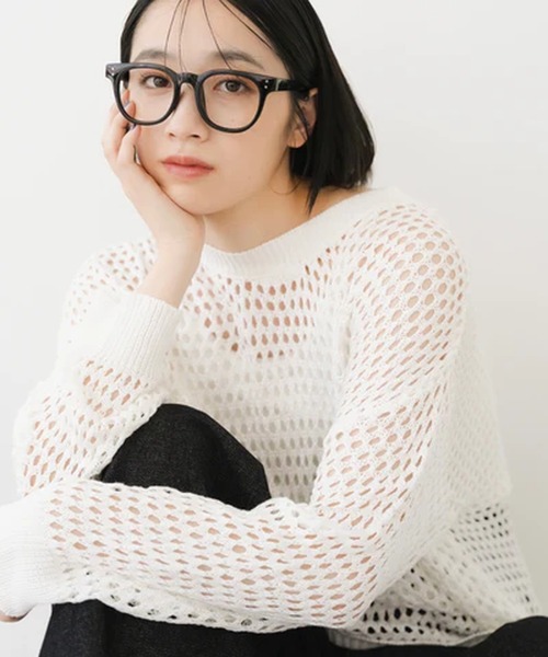 merrylatte(メリーラテ)の「メッシュオーバートップス【IROHANI】(Tシャツ/カットソー・レディース・ホワイト・FREE)」の1枚目の写真