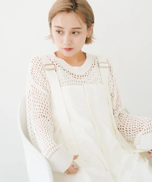 merrylatte(メリーラテ)の「メッシュオーバートップス【IROHANI】(Tシャツ/カットソー・レディース・ホワイト・FREE)」の7枚目の写真