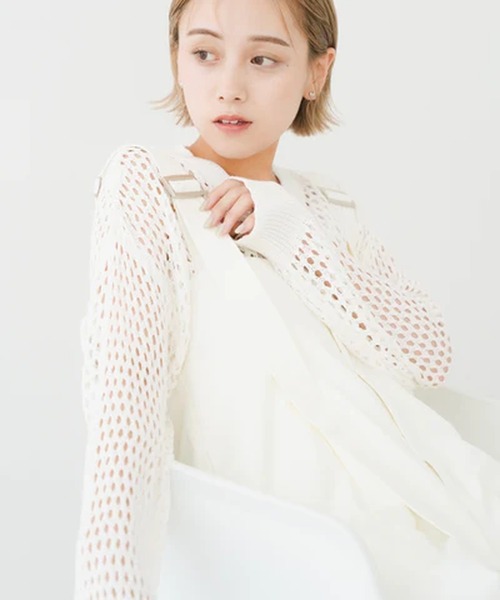 merrylatte(メリーラテ)の「メッシュオーバートップス【IROHANI】(Tシャツ/カットソー・レディース・ホワイト・FREE)」の8枚目の写真