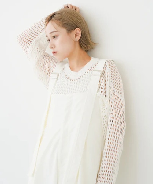 merrylatte(メリーラテ)の「メッシュオーバートップス【IROHANI】(Tシャツ/カットソー・レディース・ホワイト・FREE)」の9枚目の写真