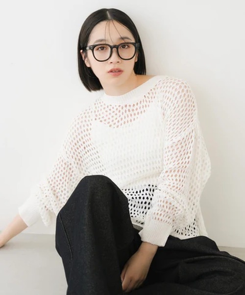 merrylatte(メリーラテ)の「メッシュオーバートップス【IROHANI】(Tシャツ/カットソー・レディース・ホワイト・FREE)」の16枚目の写真