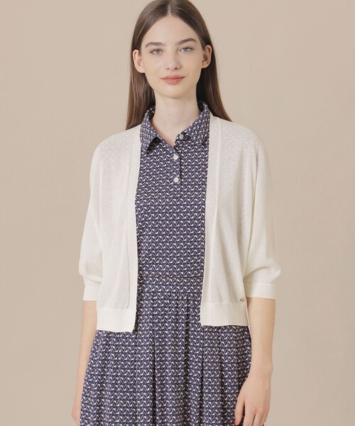 MACKINTOSH LONDON(マッキントッシュ ロンドン)の「【eclat5月号掲載】【Bray Bolero/ブレイボレロ】エアリーホールガーメントボレロ(カーディガン/ボレロ・レディース・ネイビー/ホワイト系その他/パープル系その他4・38)」の1枚目の写真
