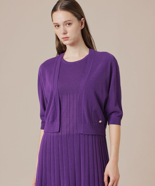 MACKINTOSH LONDON(マッキントッシュ ロンドン)の「【eclat5月号掲載】【Bray Bolero/ブレイボレロ】エアリーホールガーメントボレロ(カーディガン/ボレロ・レディース・ネイビー/ホワイト系その他/パープル系その他4・38)」の3枚目の写真