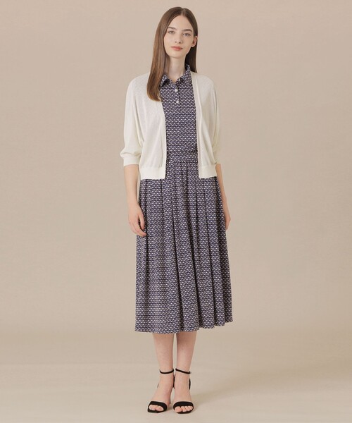 MACKINTOSH LONDON(マッキントッシュ ロンドン)の「【eclat5月号掲載】【Bray Bolero/ブレイボレロ】エアリーホールガーメントボレロ(カーディガン/ボレロ・レディース・ネイビー/ホワイト系その他/パープル系その他4・38)」の4枚目の写真