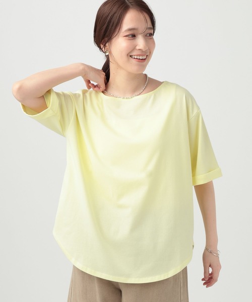 studio CLIP（スタディオクリップ）の「【接触冷感】ロールアップスリーブTシャツ（Tシャツ/カットソー・レディース・オフホワイト/ネイビー/イエロー/ベージュ・MEDIUM/LARGE）」の12枚目の写真