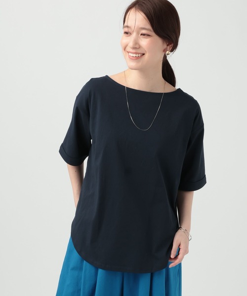 studio CLIP（スタディオクリップ）の「【接触冷感】ロールアップスリーブTシャツ（Tシャツ/カットソー・レディース・オフホワイト/ネイビー/イエロー/ベージュ・MEDIUM/LARGE）」の15枚目の写真