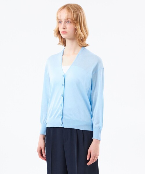 MACKINTOSH PHILOSOPHY(マッキントッシュ フィロソフィー)の「【WEB&一部店舗限定】【Heavenly Sheer Knit】ドルマンカーディガン(カーディガン/ボレロ・レディース・ダークネイビー/ライトイエロー/グレー系その他/ブルー・38)」の10枚目の写真