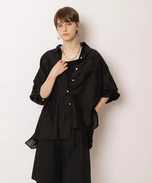CADUNE(カデュネ)の「クールシアーシャツ(シャツ/ブラウス・レディース・ブラック/ライトブルー/ピンク/ホワイト/イエロー/ブルー・38/36)」の7枚目の写真