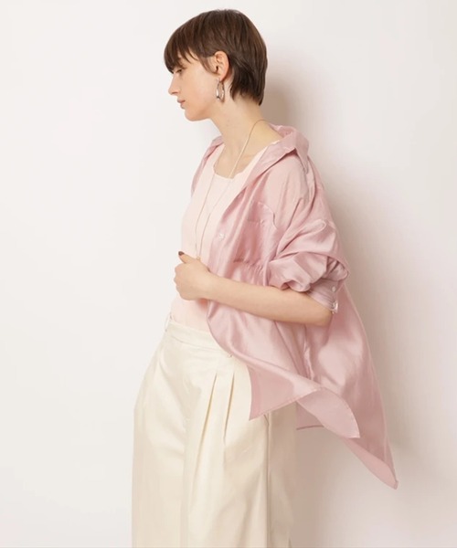 CADUNE(カデュネ)の「クールシアーシャツ(シャツ/ブラウス・レディース・ブラック/ライトブルー/ピンク/ホワイト/イエロー/ブルー・38/36)」の14枚目の写真