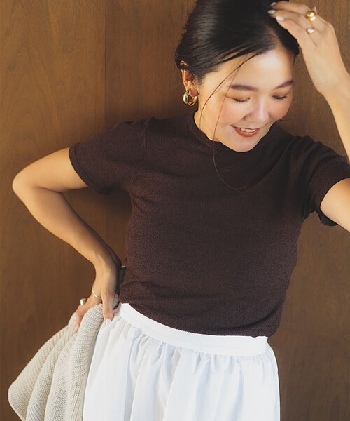 Demi-Luxe BEAMS（デミルクス ビームス）の「【8/6値下げ】ブークレ クルーネック Tシャツ（ニット/セーター・レディース・ブラウン/オレンジ/グリーン系その他・ONE SIZE）」の12枚目の写真