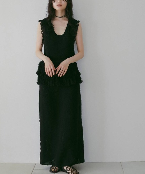 anuke（アンヌーク）の「Crochet Knit Skirt 62610804（スカート・メンズ・ブラック/オフホワイト・36/38）」の11枚目の写真