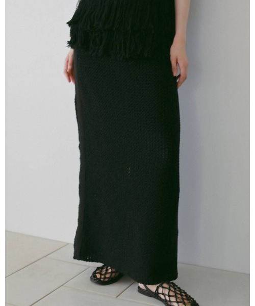 anuke（アンヌーク）の「Crochet Knit Skirt 62610804（スカート・メンズ・ブラック/オフホワイト・36/38）」の10枚目の写真