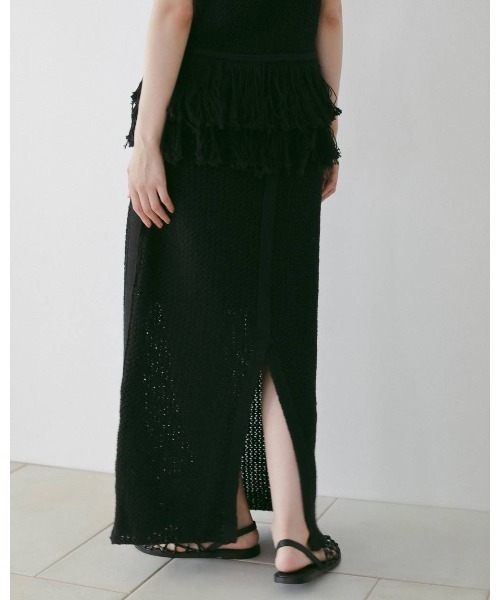 anuke（アンヌーク）の「Crochet Knit Skirt 62610804（スカート・メンズ・ブラック/オフホワイト・36/38）」の9枚目の写真