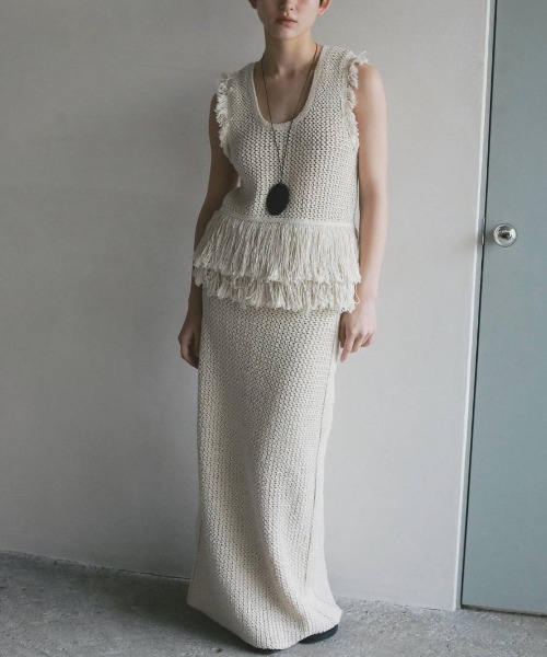 anuke（アンヌーク）の「Crochet Knit Skirt 62610804（スカート・メンズ・ブラック/オフホワイト・36/38）」の17枚目の写真