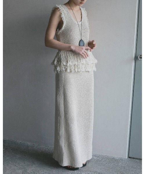anuke（アンヌーク）の「Crochet Knit Skirt 62610804（スカート・メンズ・ブラック/オフホワイト・36/38）」の16枚目の写真