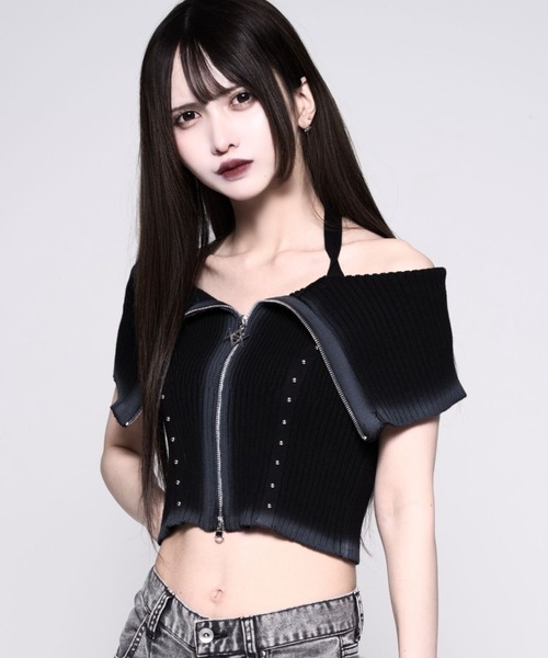 REFLEM/レフレム』オフショルZIPニットトップス（その他トップス
