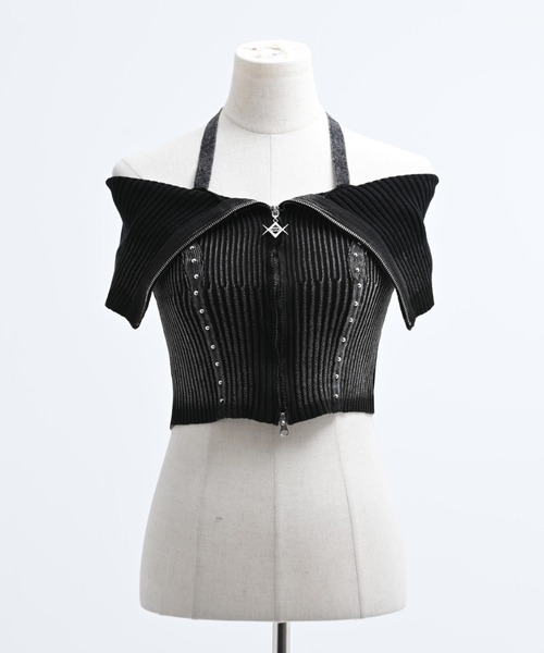 REFLEM(レフレム)の「『REFLEM/レフレム』オフショルZIPニットトップス(その他トップス・レディース・チャコールグレー/ブラック・FREE)」の16枚目の写真