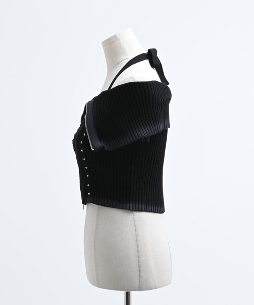 REFLEM(レフレム)の「『REFLEM/レフレム』オフショルZIPニットトップス(その他トップス・レディース・チャコールグレー/ブラック・FREE)」の14枚目の写真