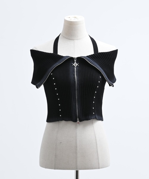 REFLEM(レフレム)の「『REFLEM/レフレム』オフショルZIPニットトップス(その他トップス・レディース・チャコールグレー/ブラック・FREE)」の13枚目の写真