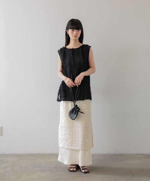 TENTO（テント）の「プリーツフリルノースリーブプルオーバー（シャツ/ブラウス・レディース・ホワイト/ブラック・#1/#2）」の15枚目の写真