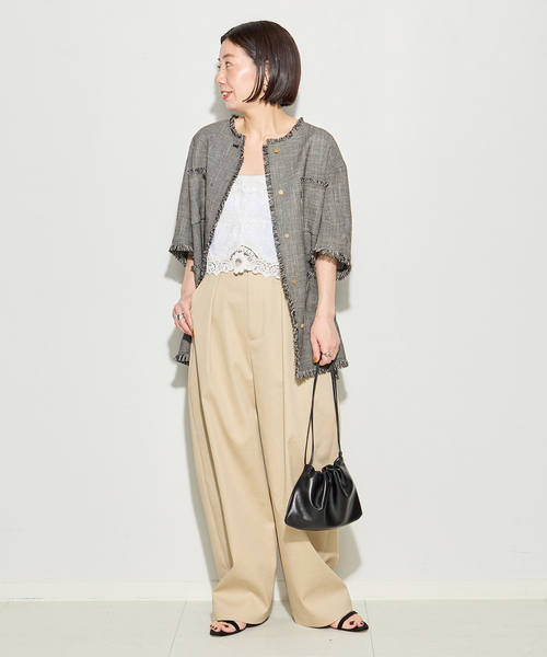 journal standard L'essage（ジャーナルスタンダードレサージュ）の「《追加》MAURIZIO MYKONOS/マウリツィオ ミコノス TOP：ブラウス W08560781（シャツ/ブラウス・レディース・ブラック/ホワイト・MEDIUM）」の8枚目の写真