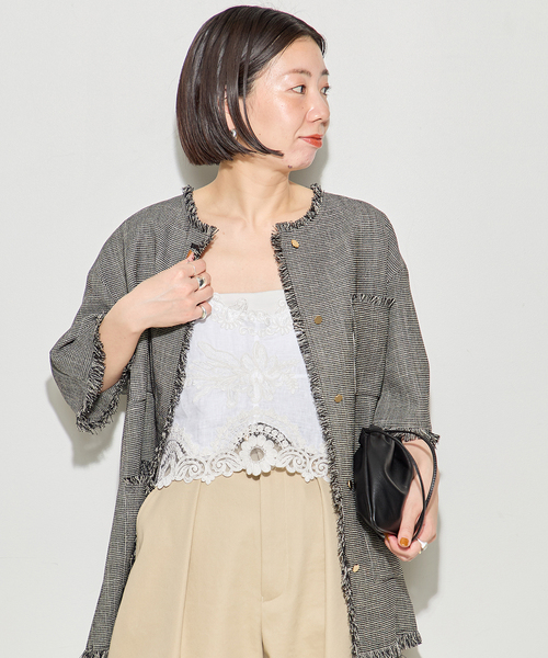 journal standard L'essage（ジャーナルスタンダードレサージュ）の「《追加》MAURIZIO MYKONOS/マウリツィオ ミコノス TOP：ブラウス W08560781（シャツ/ブラウス・レディース・ブラック/ホワイト・MEDIUM）」の10枚目の写真