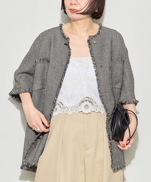 journal standard L'essage（ジャーナルスタンダードレサージュ）の「《追加》MAURIZIO MYKONOS/マウリツィオ ミコノス TOP：ブラウス W08560781（シャツ/ブラウス・レディース・ブラック/ホワイト・MEDIUM）」の11枚目の写真