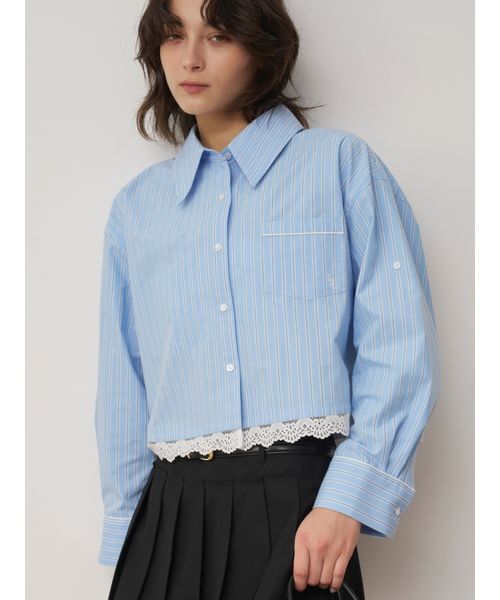 SNIDEL(スナイデル)の「レースディティールストライプシャツ(シャツ/ブラウス・レディース・イエロー/ピンク/ライトブルー・F)」の19枚目の写真