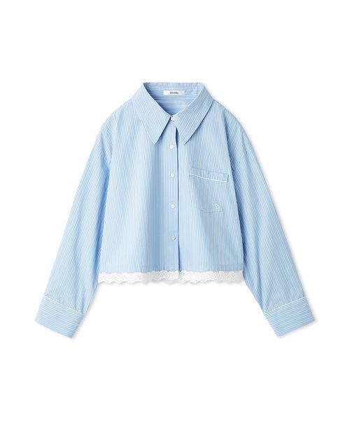 SNIDEL(スナイデル)の「レースディティールストライプシャツ(シャツ/ブラウス・レディース・イエロー/ピンク/ライトブルー・F)」の4枚目の写真