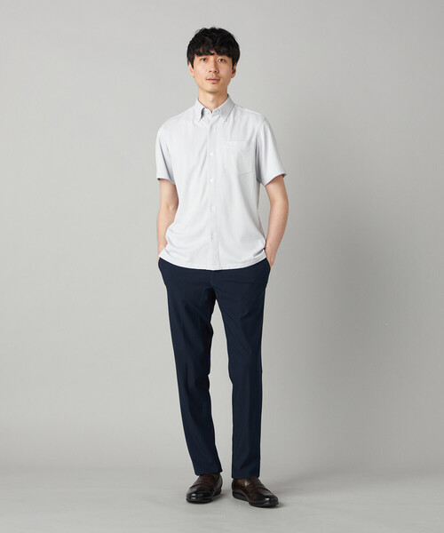 COMME CA MEN（コムサメン）の「【抗菌・消臭】【市松柄】ジャカードジャージー 半袖ドレスシャツ（シャツ/ブラウス・メンズ・ネイビー/ライトグレー・S/L/M）」の3枚目の写真