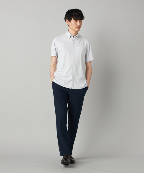 COMME CA MEN（コムサメン）の「【抗菌・消臭】【市松柄】ジャカードジャージー 半袖ドレスシャツ（シャツ/ブラウス・メンズ・ネイビー/ライトグレー・S/L/M）」の4枚目の写真