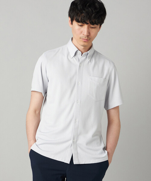 COMME CA MEN（コムサメン）の「【抗菌・消臭】【市松柄】ジャカードジャージー 半袖ドレスシャツ（シャツ/ブラウス・メンズ・ネイビー/ライトグレー・S/L/M）」の8枚目の写真
