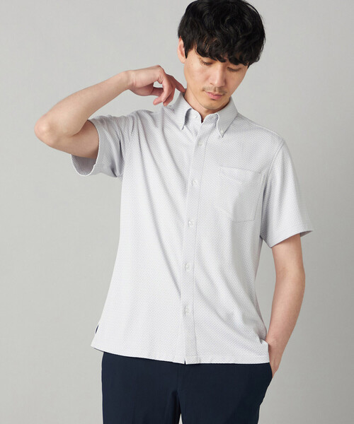 COMME CA MEN（コムサメン）の「【抗菌・消臭】【市松柄】ジャカードジャージー 半袖ドレスシャツ（シャツ/ブラウス・メンズ・ネイビー/ライトグレー・S/L/M）」の9枚目の写真