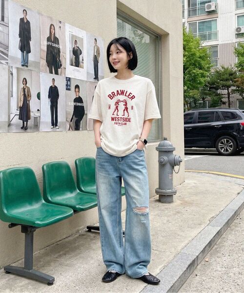 MODERMENT（モダーメント）の「ノーマルオーバーサイズ ブロラー 半袖Tシャツ [メランジ]（Tシャツ/カットソー・レディース・その他・1/2）」の5枚目の写真