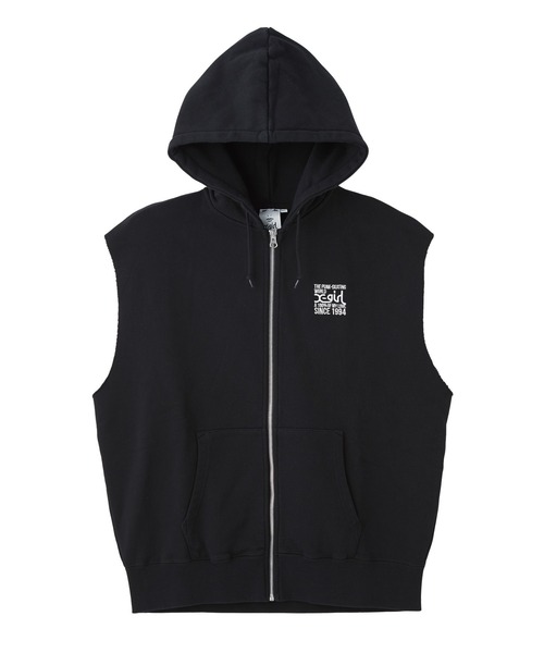 X-girl(エックスガール)の「SIGNBOARD LOGO ZIP UP SWEAT VEST(ベスト・レディース・アッシュ/ブラック/バーガンディー・S/M)」の9枚目の写真