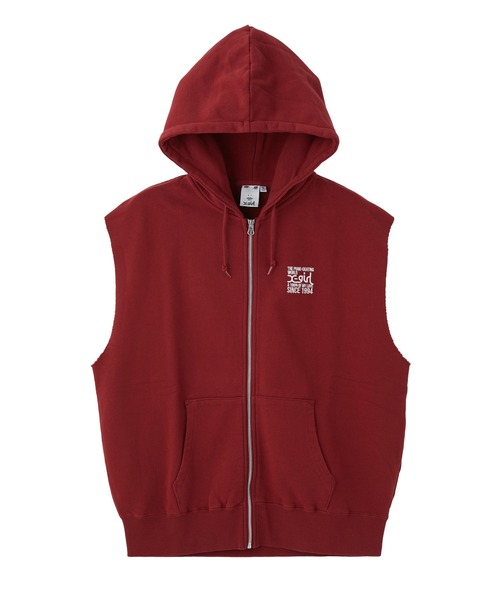 X-girl(エックスガール)の「SIGNBOARD LOGO ZIP UP SWEAT VEST(ベスト・レディース・アッシュ/ブラック/バーガンディー・S/M)」の12枚目の写真