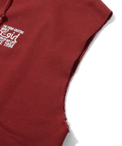 X-girl(エックスガール)の「SIGNBOARD LOGO ZIP UP SWEAT VEST(ベスト・レディース・アッシュ/ブラック/バーガンディー・S/M)」の16枚目の写真